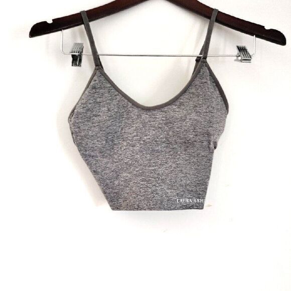 Laura Ashley Women M Gray Athletic Support Running Exercise Training Sports Bra - Picture 1 of 3
